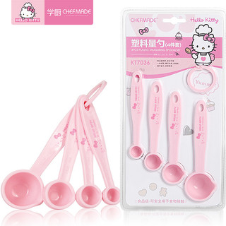 Chefmade HELLO KITTY KT7036 Thìa Cân Đôi Nhà Bếp Thìa Đo Nướng Thìa Đo PP Nhựa Gram Thìa Đo Bộ 4 Món Dụng Cụ Nướng Bánh