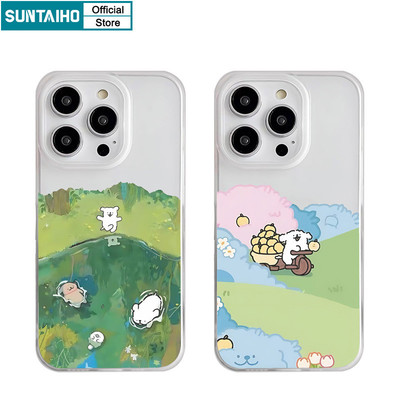 Suntaiho Ngộ nghĩnh Mùa Xuân Dễ Thương Họa Tiết Chó Hoạt Hình Ốp Điện Thoại Trong Suốt Mờ Mềm Cao Cấp Chống Sốc Cho IPhone 11 12 13 14 15 16 Pro Max IP 7 8 Plus Iphon X Xs XR Xs Max