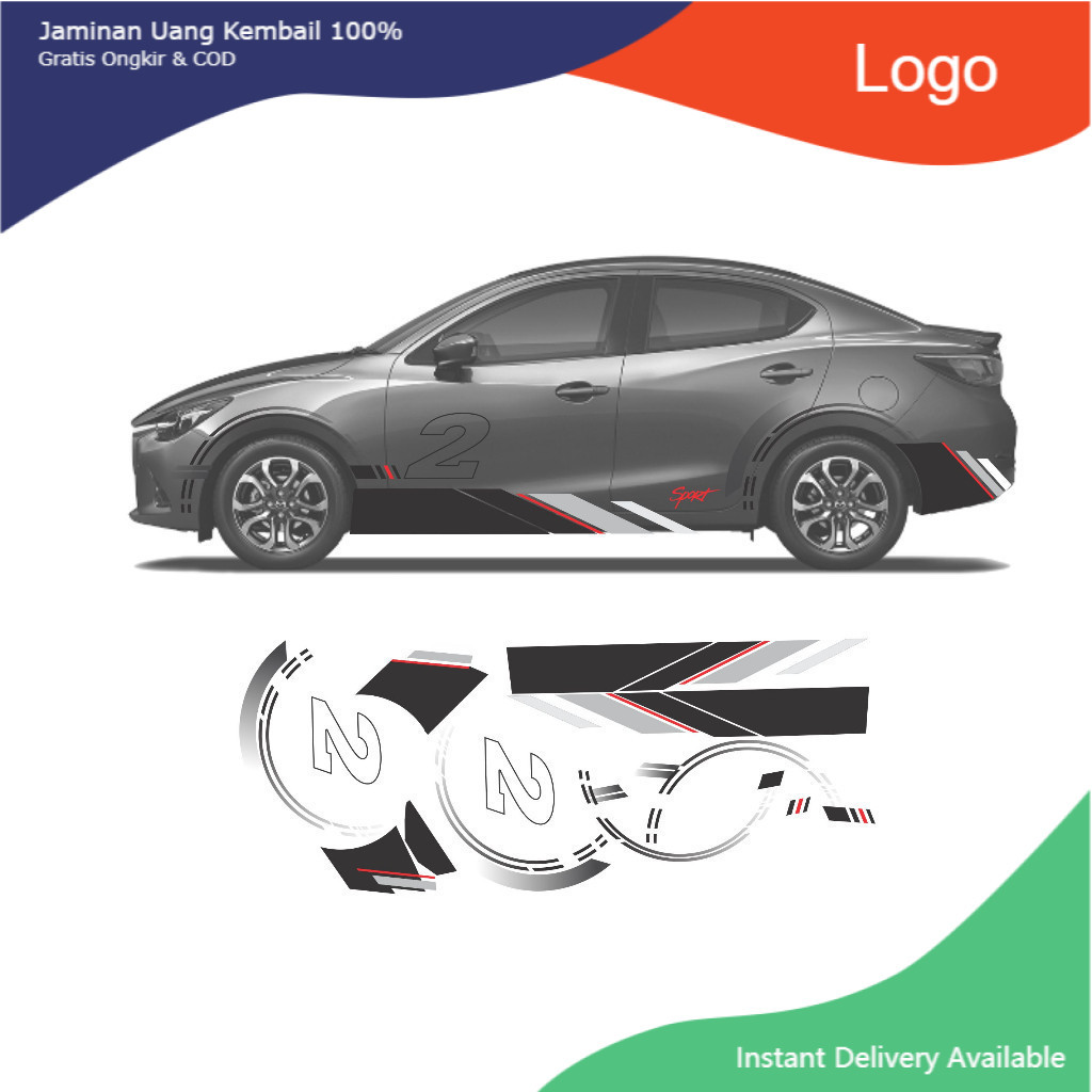 Tem xe thể thao 4 chỗ sport, tem dán sườn xe ô tô KIA, mazda 3, honda phong cách thể thao, vip [ KHÔ