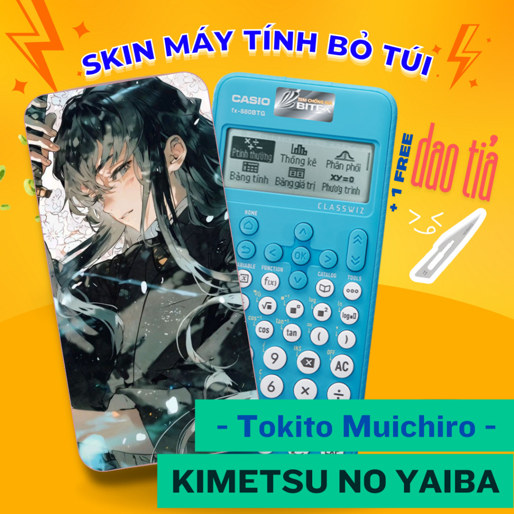 Miếng Dán Máy Tính Bỏ Túi Tokito Muichiro - Dán Cho Mọi Máy Casio | VinaCal | Catel | Thiên Long | D