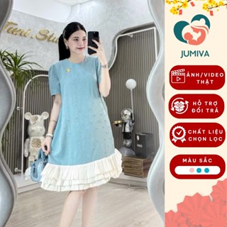 Váy Bầu Babydoll Mùa Hè dáng Tiểu Thư Sang Chảnh dài qua gối chất vải mát mẫu mới Hot Trend 2025