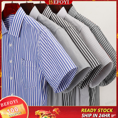 Áo Sơ Mi Nam Tay Ngắn Cotton Sọc Rời Công Sở Phiên Bản Hàn Quốc Ins Pocket Thoáng Khí ZXR100