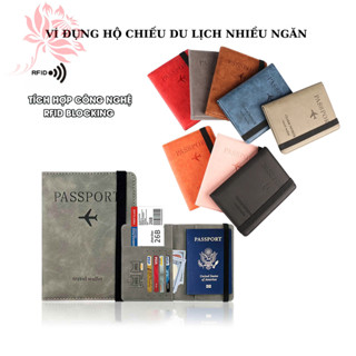 Ví Đựng Hộ Chiếu Du Lịch Chặn RFID, Bao Da Pu Bọc Passport Nhiều Ngăn - Dụng cụ sắp xếp du lịch