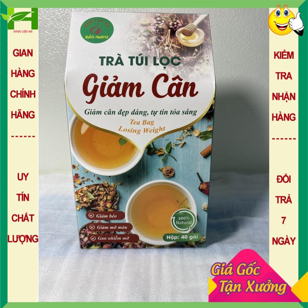 Hộp 40 gói trà túi lọc giảm cân Bảo Khang, trà giảm cân, trà lá sen, chè vằng, gạo lứt, bí đao