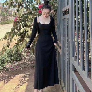  Set bộ Đầm 2 món gồm áo khoác và đầm 2 dây dáng dài xoè tôn dáng bigsize 43kg đến 53kg mã hp99 