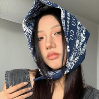 Khăn trùm đầu họa tiết Bandana Vintage Hiphop Phong cách Khăn vuông in bông nguyên chất