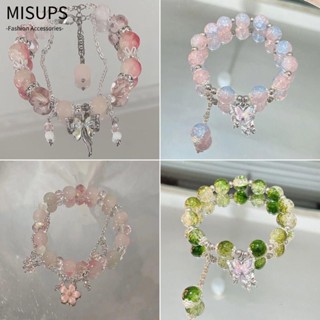 Vòng tay tráng men MISUPS, Mặt dây chuyền hoa mặt trăng hình ngôi sao bướm với hạt đầy màu sắc Vòng tay may mắn, Món quà trang sức ngọt ngào Phụ kiện làm đẹp Dây chuyền hạt cho Bestie Nữ Cô gái