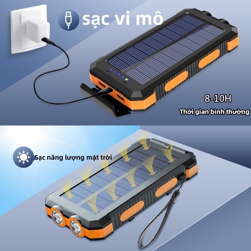 Sạc dự phòng 50000MAh 100% Ngân hàng năng lượng mặt trời ngoài trời chính hãng Pin ngoài không thấm nước Nguồn điện LED