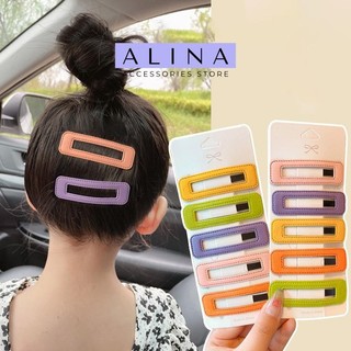 Kẹp Tóc Mai Nữ Hình Chữ Nhật Nhiều Màu Mẹp Tóc Mái Basic Phụ Kiện Kóc AA1418