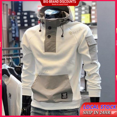 Nam Sweather Loose Casual Ins Sport Mỹ Hàn Quốc Nút Kẻ Sọc Màu Trơn BEFOYI ZYQ314