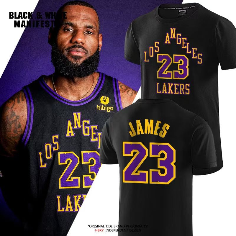 2025 NBA Lakers 23 # LeBron James Bộ đồ tập bóng rổ + Áo thun ngắn tay khô nhanh Unisex mùa hè