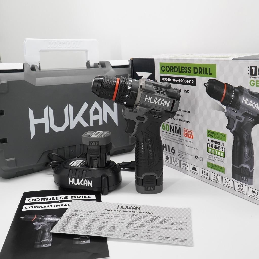 Máy khoan HUKAN H16-G2CD1612, Động cơ Không chổi than, 3 Chức năng, 10mm