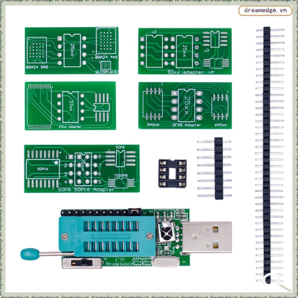 [dreamedge] Lập trình viên CH341A V1.7 1.8V Dịch chuyển mức W25Q64FW W25Q128FW Gd25LQ64