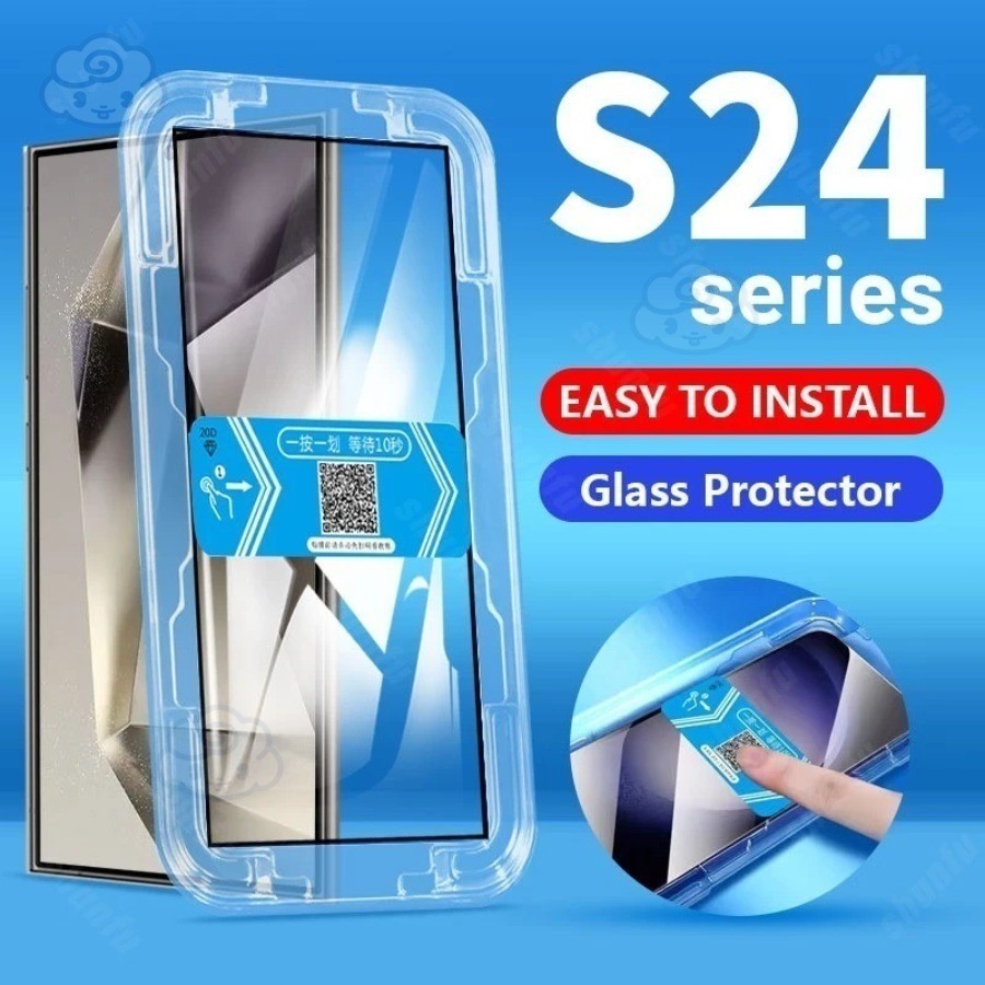 Dễ Dàng Lắp Đặt Bộ Loại Bỏ Bụi Tự Động Full Cover Kính Cường Lực Cho Samsung Galaxy S24 S23 S22 S21 
