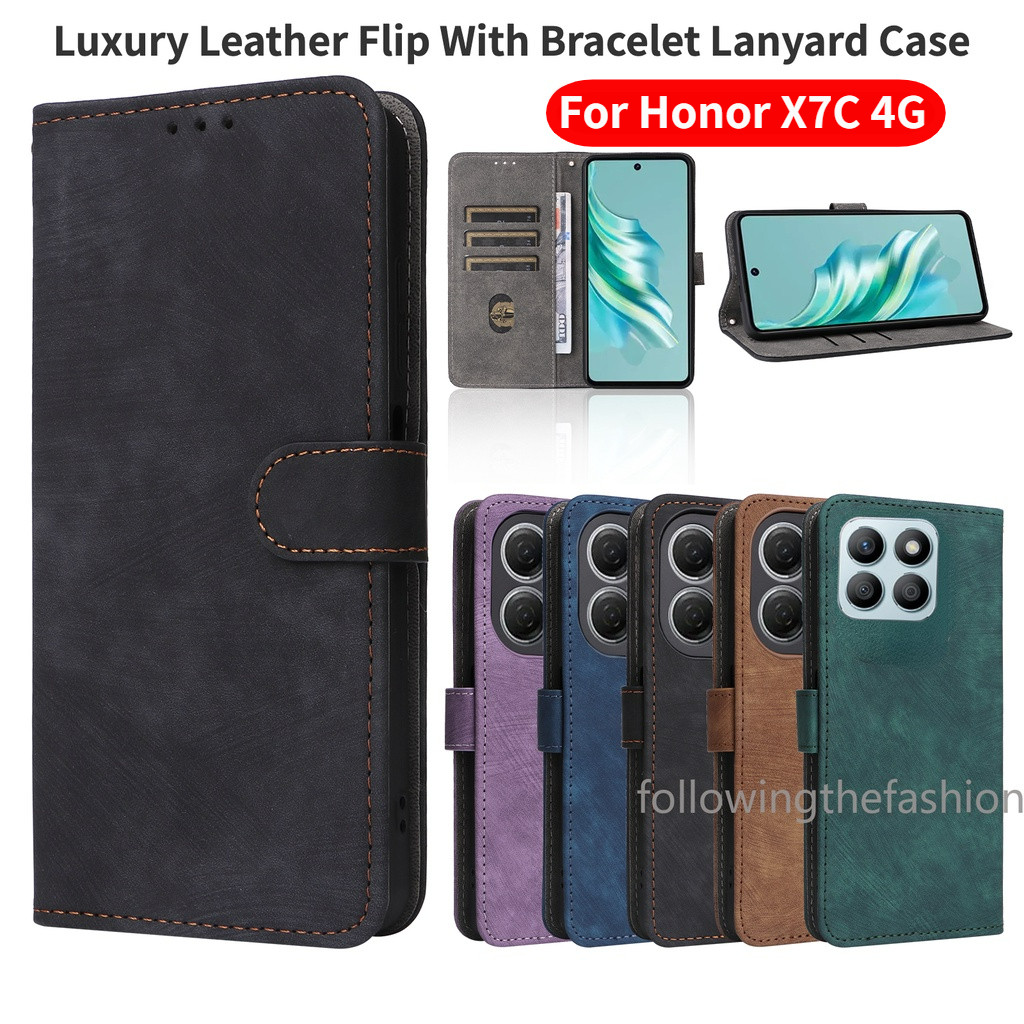 Dây Buộc Ví Da Mờ Cho honor X7C 4G honor X7C X9C X5B X5B Plus 4G 5G 2024 Ốp lưng Ví Đựng Thẻ Sang Trọng Flip Back Cover