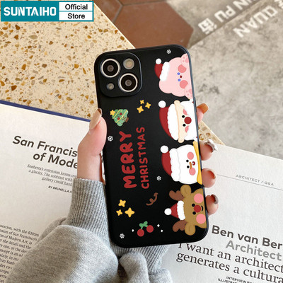 Suntaiho Ngộ nghĩnh Dễ Thương Vỏ Điện Thoại Họa Tiết Giáng Sinh Vui Vẻ Cho Iphone 16 15 14 13 12 11 Pro Max IP 7 8 Plus Iphon X Xs XR Xs Max Silicon Mềm Cao Cấp Chống Sốc Ốp Lưng