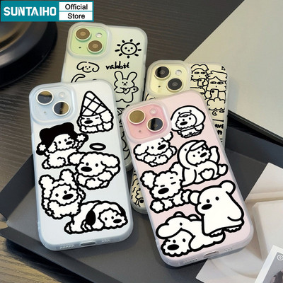 Suntaiho Thời Trang Dòng Đơn Giản Họa Tiết Chó Trong Suốt Mờ Dành Cho Iphone 16 15 14 12 13 11 Pro Max IP 7 8 Plus Iphon X Xs XR Xs Max TPU Silicon Mềm Cao Cấp Chống Sốc Ốp điện thoại