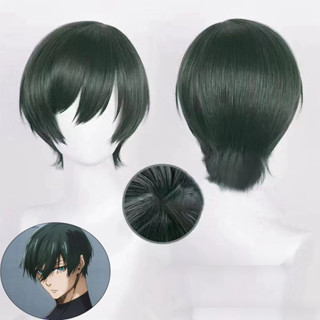  Heart Home Blue Prison Department Rin cos tóc giả màu xanh đậm tóc ngắn cosplay Tóc Giả Anime 