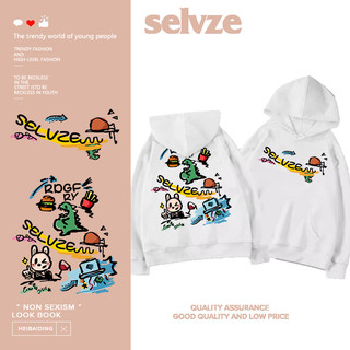  SELVZE Mùa thu đông mới nam nữ sinh viên cotton nguyên chất vui nhộn nhỏ in hình khủng long áo hoodie dáng rộng thời trang giản dị áo khoác 