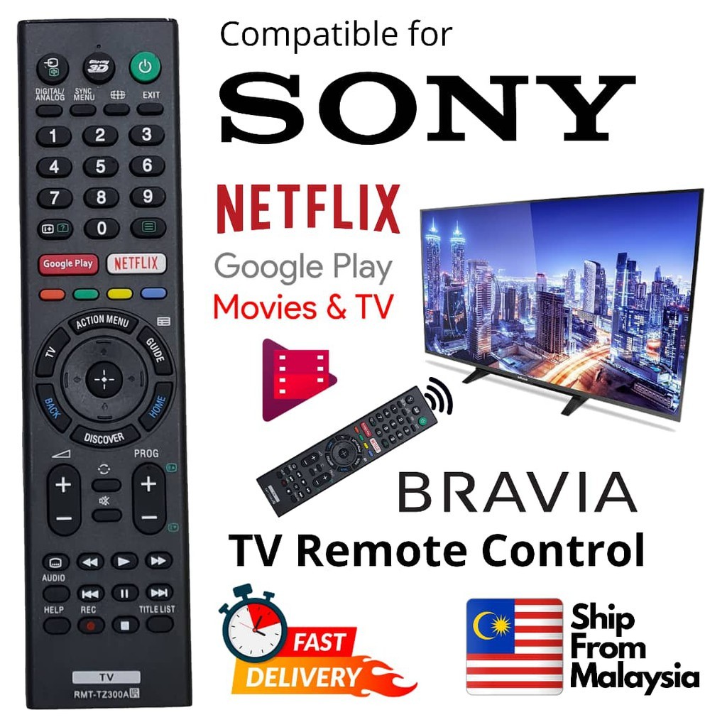 Điều khiển từ xa TV Sony RMT-TZ300A GooglePlay & Netflix RMF-TX200P RMF-TX200E RMF-TX200U RMF-TX200B