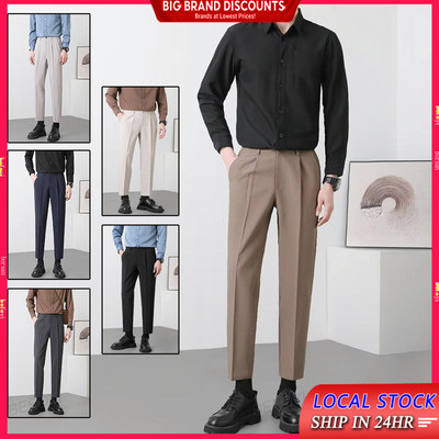 Nam Crop Quần Công Sở Quần Nam Thông Minh Chính Thức Slim Fit Co Giãn Nam Quần Chino Seluar Lelaki ZJ49