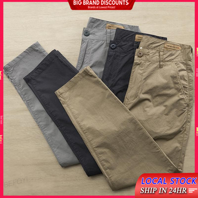 Quần Nam Cotton Thẳng Phong Cách Hàn Quốc Quần Áo Thường Ngày Rời Màu Trơn Thể Thao Sinh Viên Làm Việc ZXR45