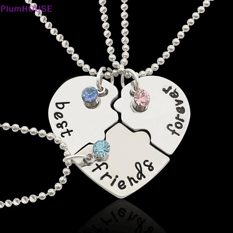 Plumhouse 3 Cái / bộ Trái Tim Chia Mặt Dây Chuyền Vòng Cổ Người Bạn Thân Nhất Bff Tình Bạn Cặp Đôi V