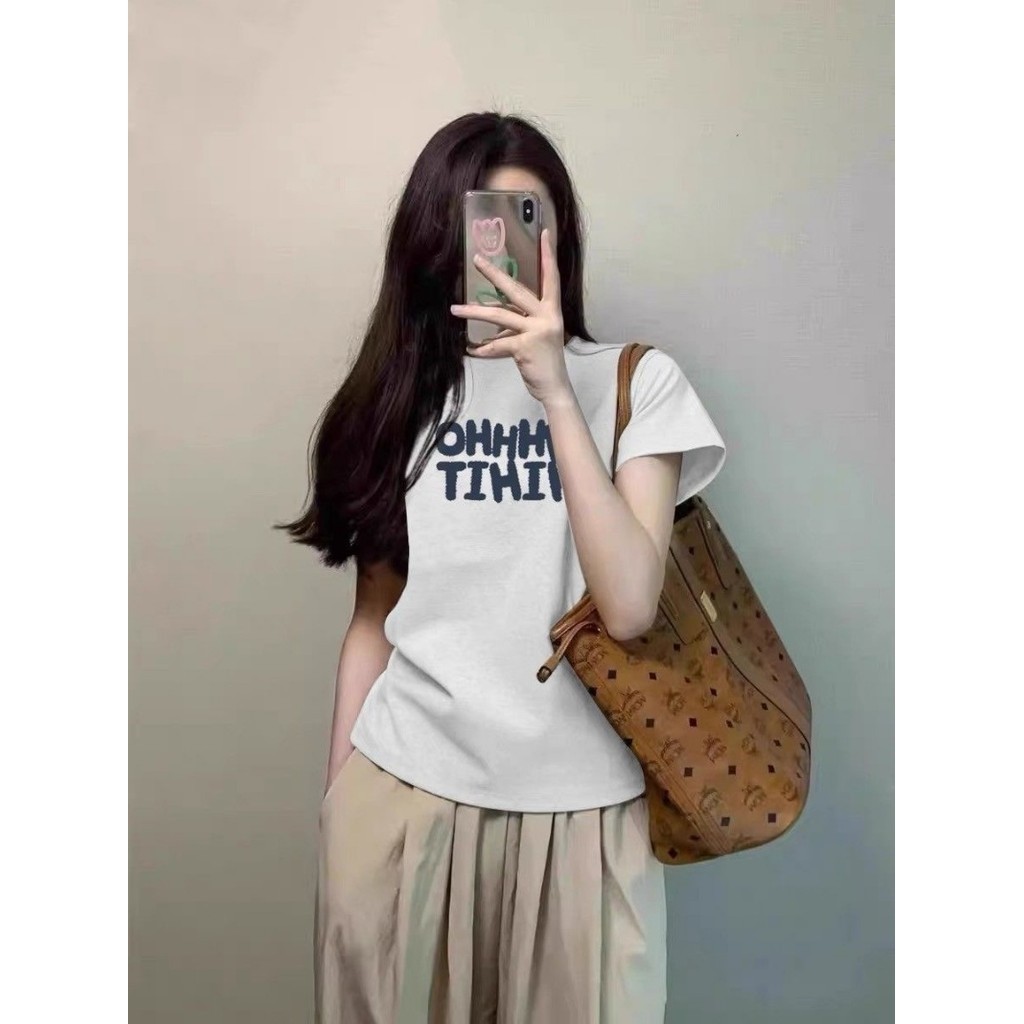 Áo thun cotton cổ tròn nguyên chất mùa hè Áo thun bó cơ bản Áo thun trẻ em siêu dễ thươngáo phông nữ | BigBuy360 - bigbuy360.vn