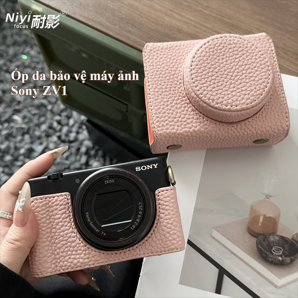 Ốp Bảo Vệ Camera Cho Sony ZV1 Họa Tiết Lichee Túi Camera Dây Đeo Vai Bao Portector Túi Chống Trầy Xước Chống Thấm Nước Leath