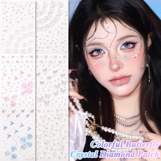 Nhãn dán kim cương pha lê hình bướm màu ảo ảnh - 1 tờ Decal mặt vỏ ngọc trai 3D - Trang trí trang điểm DIY cho bữa tiệc sân khấu - Nhãn dán hình xăm nghệ thuật toàn thân không thấm nước, tự dính