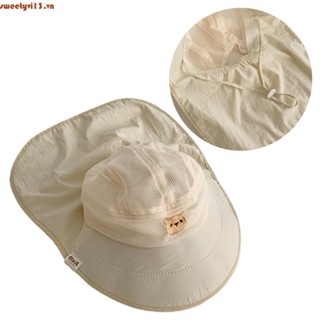 Sweetyvi13 Trẻ Em Ngoài Trời Mũ Chống Nắng Cổ Lá Chắn Người Cá Mũ Trẻ Sơ Sinh Floppy Nón Xô