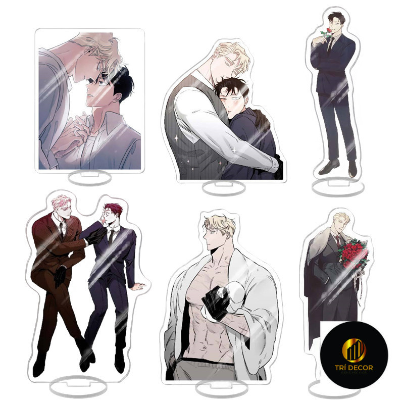 Móc Khoá, Mô Hình Standee Korean Roses and Champagne Zheng Yiyuan Trang Trí Bàn Học, Làm Việc