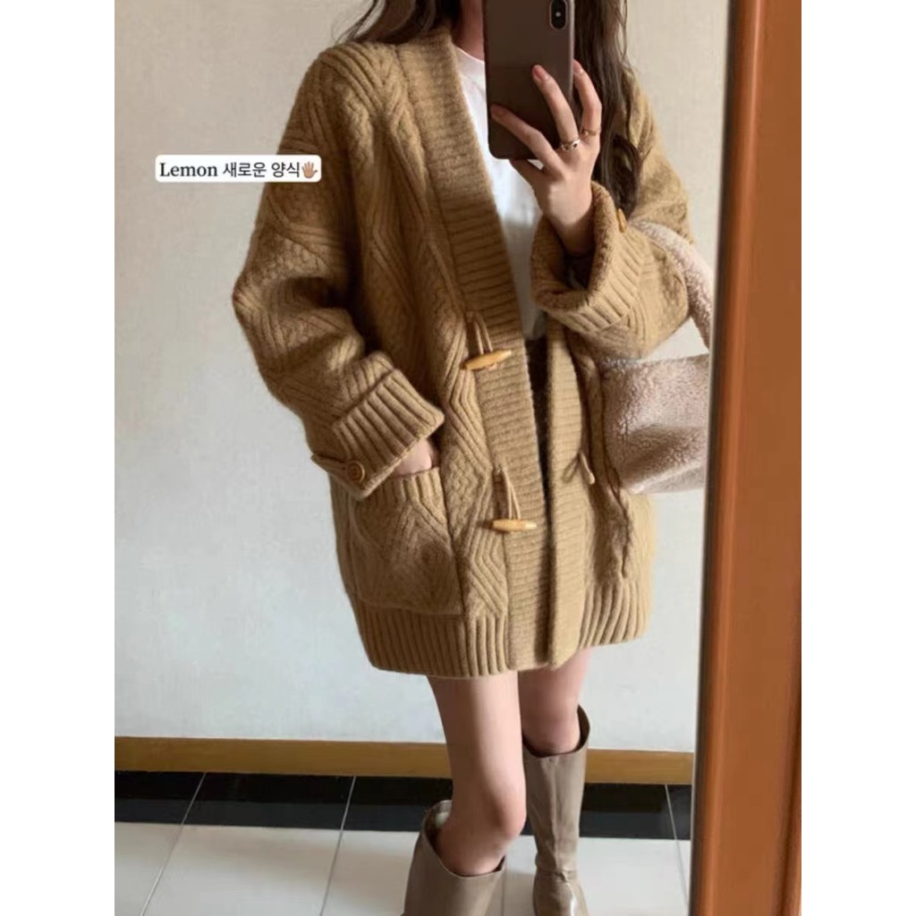 Áo cardigan Áo len giáng sinh tết đỏ màu Đỏ Mùa thu mới dệt kim mùa thu và mùa đông | BigBuy360 - bigbuy360.vn