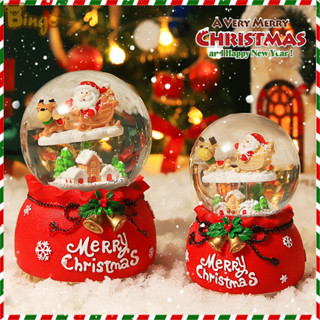 【Bingo Hộp nhạc pha lê Giáng sinh, tuyết tự động + nhạc + xoay, ông già Noel, quả cầu pha lê người tuyết Giáng sinh, quà tặng Giáng sinh (0538)