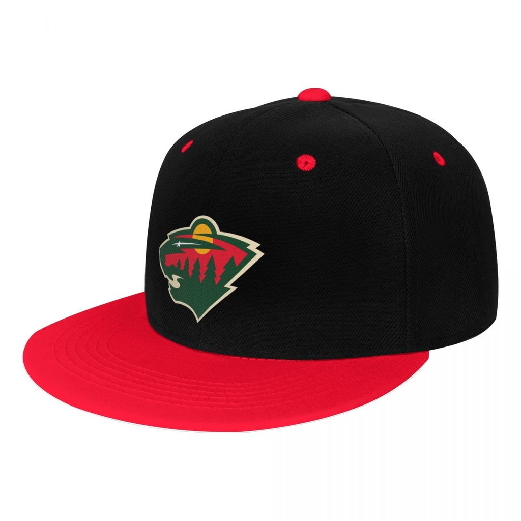 Mũ Bóng Chày Minnesota Wild Logo NHL Vành Phẳng Màu Sắc Tương Phản, Phù Hợp Nam Nữ