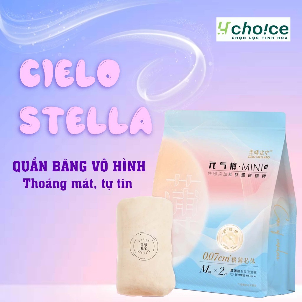 Băng Vệ Sinh Quần Vô hình Cielo Stellato siêu mềm mỏng, siêu thoáng khí, chống tràn 360 độ.