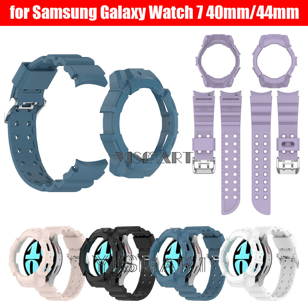 Dây Đeo Silicon Cho Samsung Galaxy Watch 7 40mm 44mm Dây Có Vỏ Bảo Vệ Ốp Lưng Cho Galaxy Watch7 Dây 