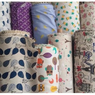 Sỉ vải canvas họa tiết các loại 100 x 150, vải canvas poly, vải linen thô họa tiết | Tiệm vải HiQi