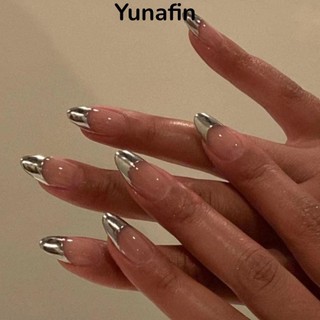 Yunafin Móng Tay Giả, Hoa Hồng Đỏ Gradient Pháp Giả Nials, Làm Móng Tay Có Thể Tháo Rời Hạnh Nhân Dài Thanh Lịch Bấm Móng Tay DIY