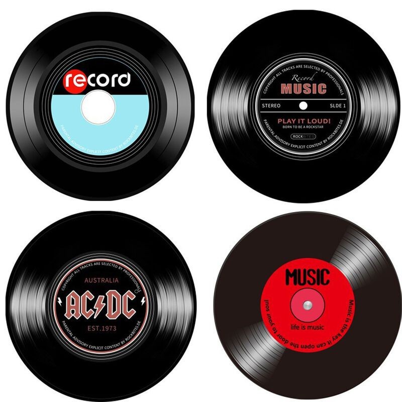 Thảm đĩa 3D thảm sàn tròn chống trượt cho phòng ngủ nghệ thuật cá tính nhạc cụ ghi lại Album nhạc cụ