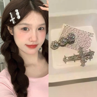  Thời Trang Bling Zircon CrossHairpin Nổ Kẹp Công Chúa Mũ Phụ Kiện Tóc 
