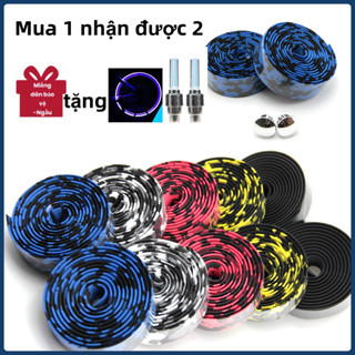 Hỏa Tốc,Set 2 cuộn băng quấn ghi đông xe đạp bằng cao su kèm 2 nút bịt chuyên dụng