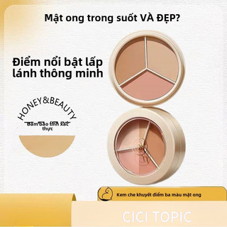  Honey Beauty # Kem che khuyết điểm ba màu Đường viền mặt không dính kết cấu chống thấm nước 