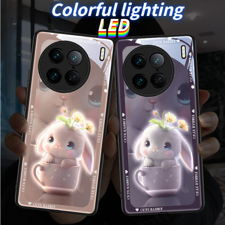 Kính thỏ LED ánh sáng phát sáng vỏ điện thoại Vỏ bảo vệ iPhone 16promax 16pro 16 15 15Promax 15pro 1