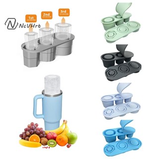 Khay đá viên hình trụ NcVHrt cho cốc Stanley Tumbler có thể gập lại Khuôn đá silicon có thể tái sử dụng Một mảnh 3 lưới để uống nước ép cà phê / mới /