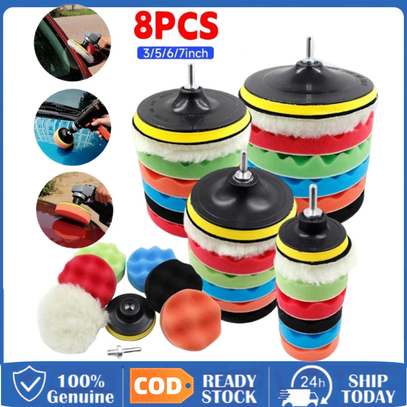 Phớt Đánh Bóng Đầu Đánh Bóng Xe Ô Tô Gắn Máy Khoan 8 Gói 3 / 5 / 6 /7 Inch Miếng Đánh Bóng Tự Động V