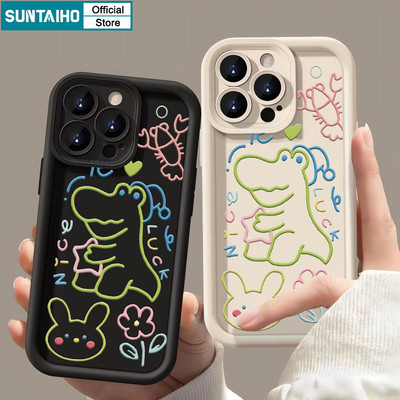 Suntaiho Ngộ nghĩnh Động Vật Nhỏ Dễ Thương Khủng Long Tôm Hùm Họa Tiết Vỏ Điện Thoại Silicon Mềm Chống Sốc Cho iPhone 11 12 13 14 15 16 Pro Max IP 7 8 Plus Iphon X Xs XR Xs Max