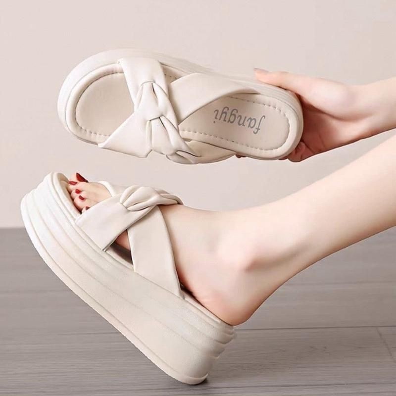 DÉP BÁNH MÌ QUAI DA XOẮN CHỮ X ĐẾ 6p, dép nữ, dép cao, dép xuồng, dép đế bằng rr.ffnnBB TTXX11