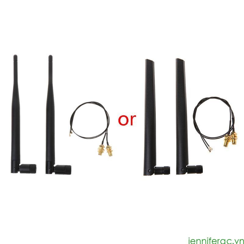 2x 6dBi 2.4GHz 5GHz Dual Band WiFi Router  Card RP-SMA Antenna 2 x U.fl I