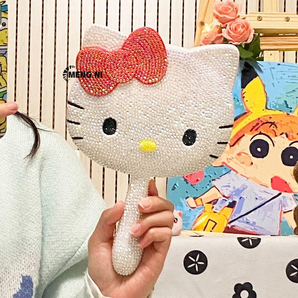 Meng NI Hello kitty Máy khoan gương trang điểm cầm tay Gói vật liệu DIY Gửi bạn gái của bạn một tấm gương